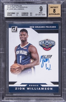 2019-20 Panini Donruss "Next Day Autograph" #ND-ZWL Zion Williamson Signed Rookie Card - BGS MINT 9/ BGS 8